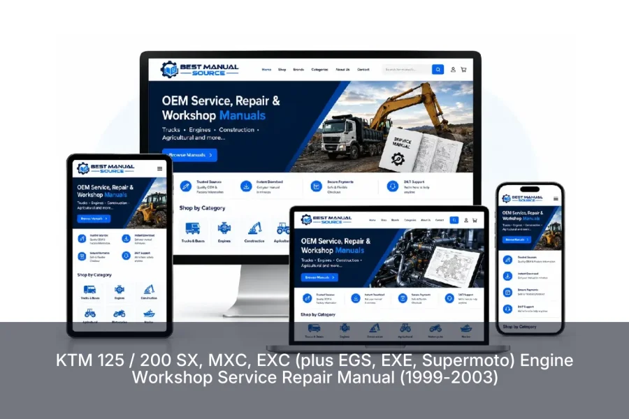KTM 125 / 200 SX, MXC, EXC (plus EGS, EXE, Supermoto) Engine Workshop Service Repair Manual (1999-2003)