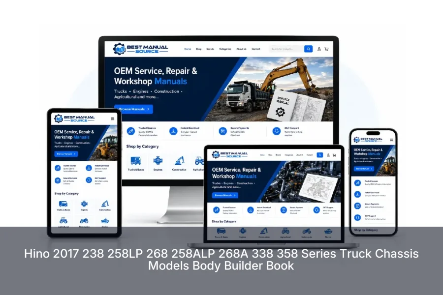 Hino 2017 238 258LP 268 258ALP 268A 338 358 Series Truck Chassis Models Body Builder Book