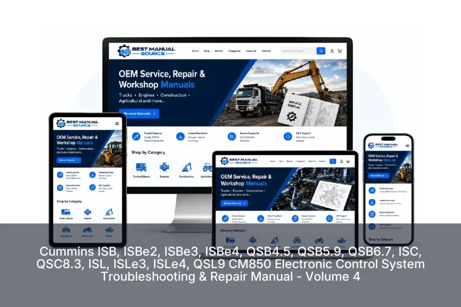 Cummins ISB, ISBe2, ISBe3, ISBe4, QSB4.5, QSB5.9, QSB6.7, ISC, QSC8.3, ISL, ISLe3, ISLe4, QSL9 CM850 Electronic Control System Troubleshooting & Repair Manual - Volume 4