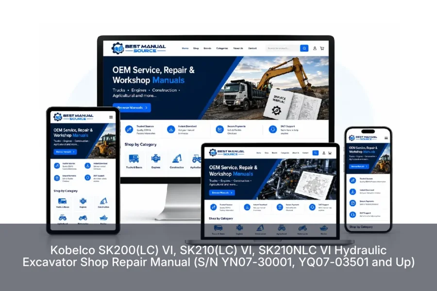 Kobelco SK200(LC) VI, SK210(LC) VI, SK210NLC VI Hydraulic Excavator Shop Repair Manual (S/N YN07-30001, YQ07-03501 and Up)